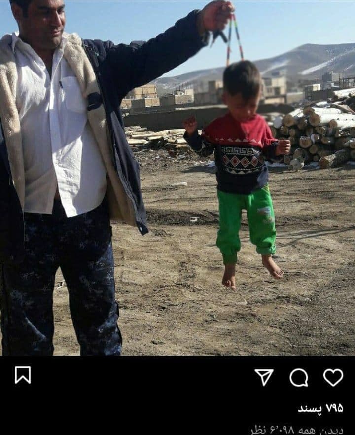 عکس جنجالی دار زدن پسربچه توسط پدرش در اینستاگرام 